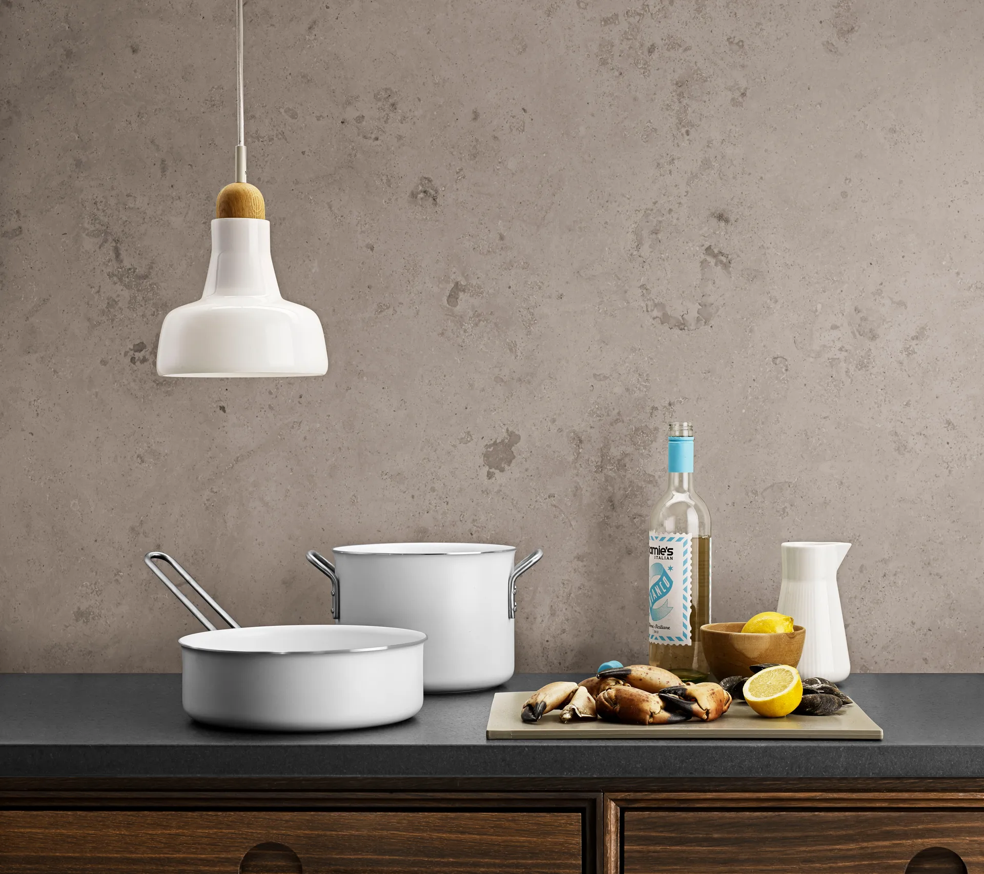 Eva Trio White Line Slip-Let keramisk gryte, 7 L Eva Solo