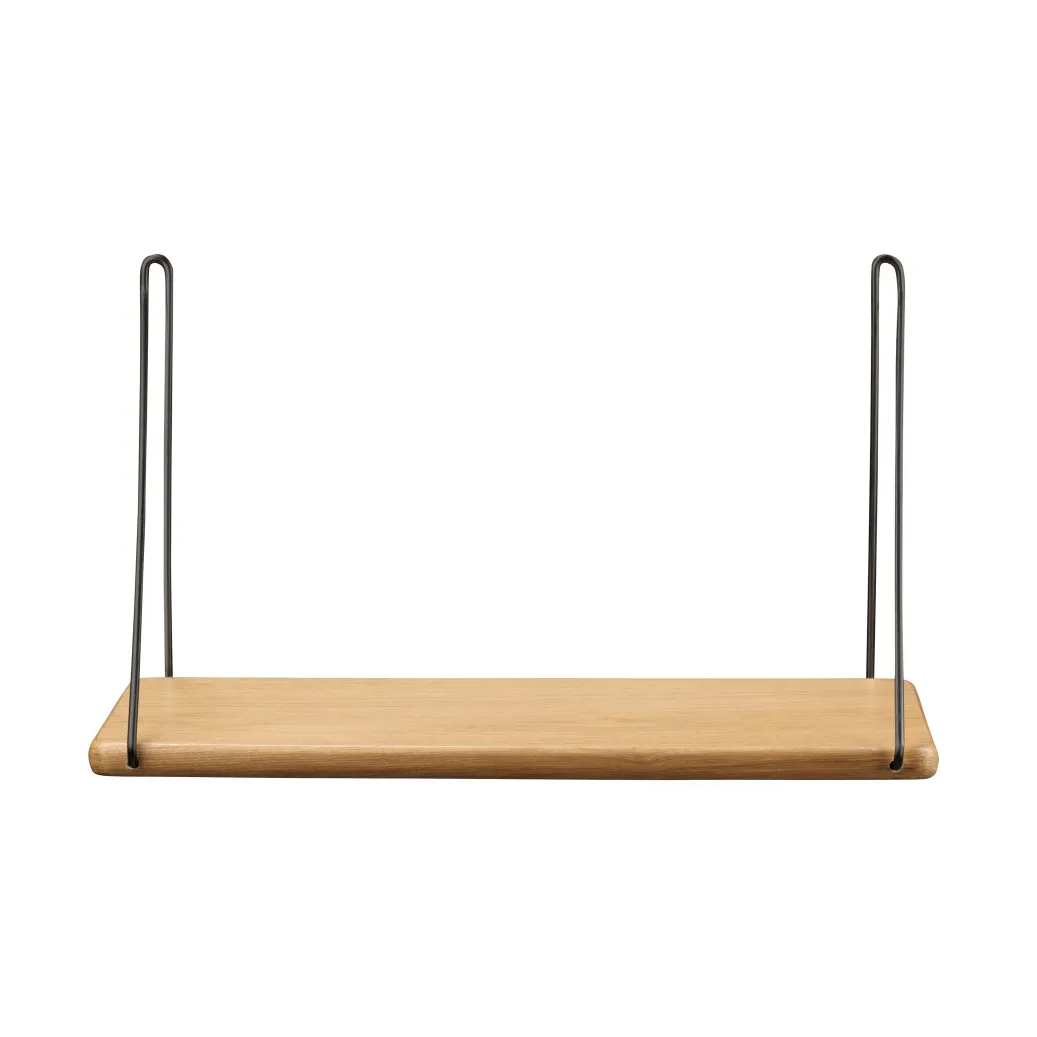 B145 Shelf w/brackets hylle, 20x45 cm oak nature-black lacquered FDB Møbler