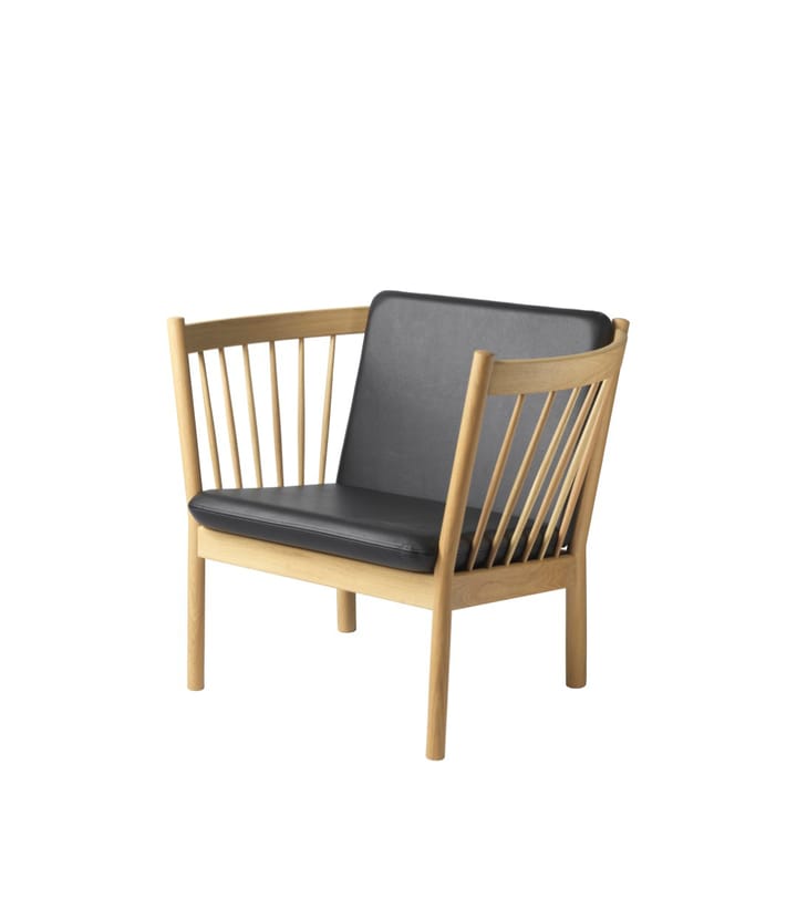 J146 lenestol, Oak nature lacquered-black leather FDB Møbler