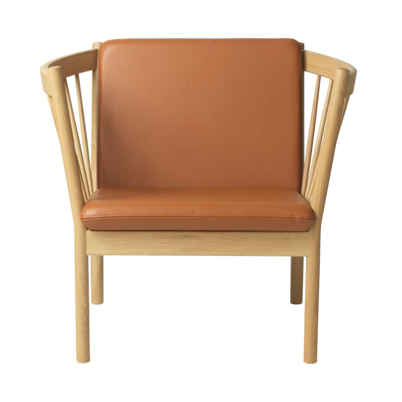 FDB Møbler J146 lenestol Oak nature lacquered-cognac leather
