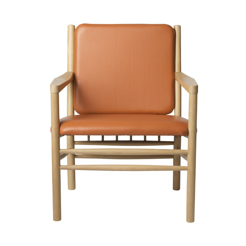 FDB Møbler J147 lenestol Oak nature lacquered-cognac leather