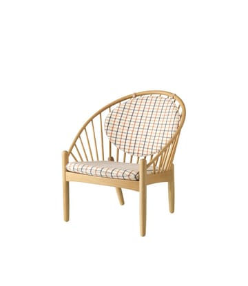 J166 Jørna stol - Oak nature laquered-red diced - FDB Møbler