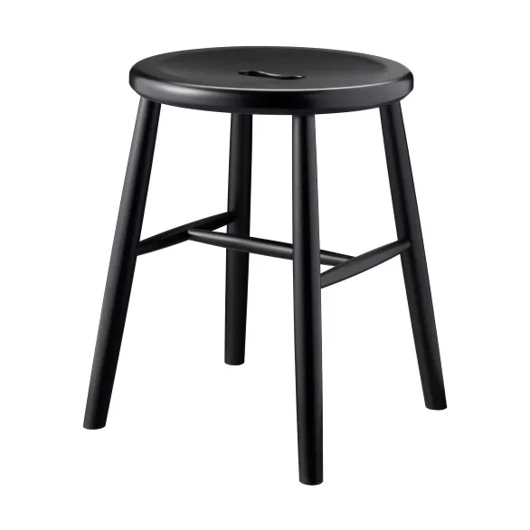 J27 rund krakk - Beech black painted, Ø35x45,5 cm - FDB Møbler