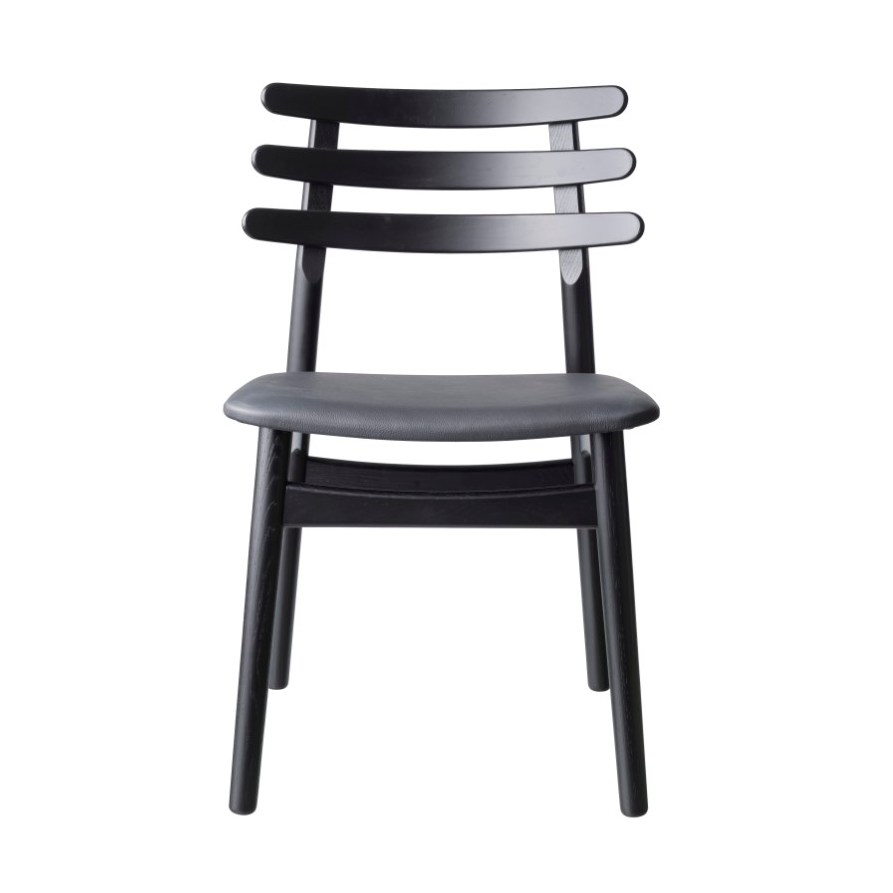 FDB Mbler J48 stol Oak black painted-black leather | Skandinavisk Design | Stoler | Svart