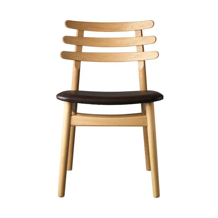 J48 stol, Oak nature lacquered-dark brown leather FDB Møbler