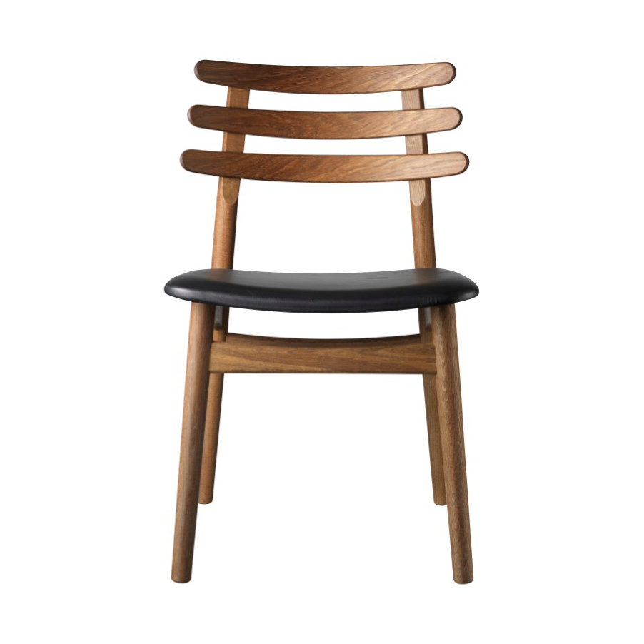 FDB Møbler J48 stol Smoked oak nature-lacquered-black leather