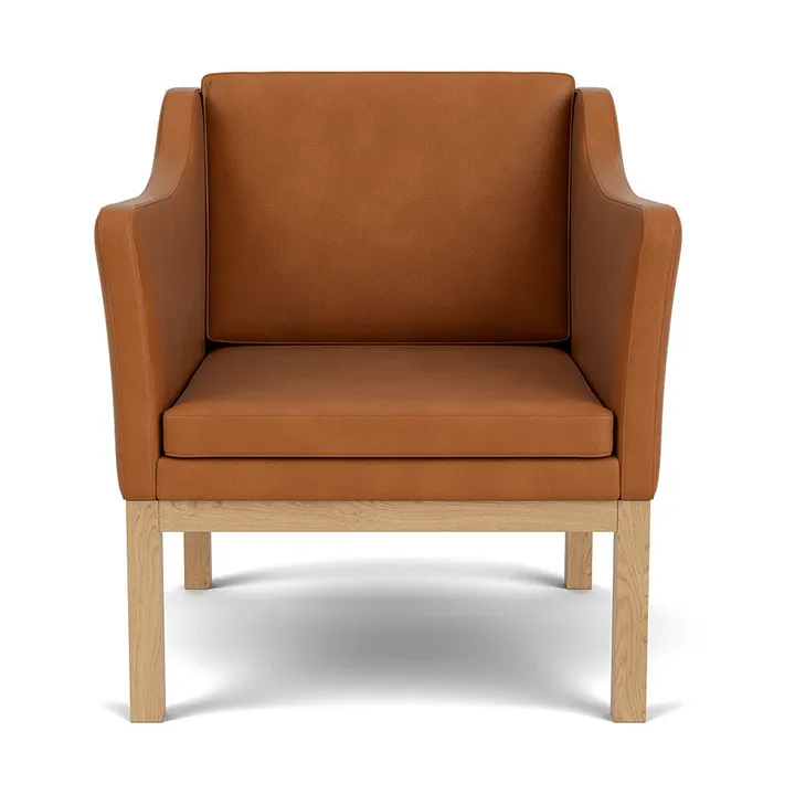 L46 MK155 easy chair karmstol  - Lakkert eik– lær cognac  - FDB Møbler