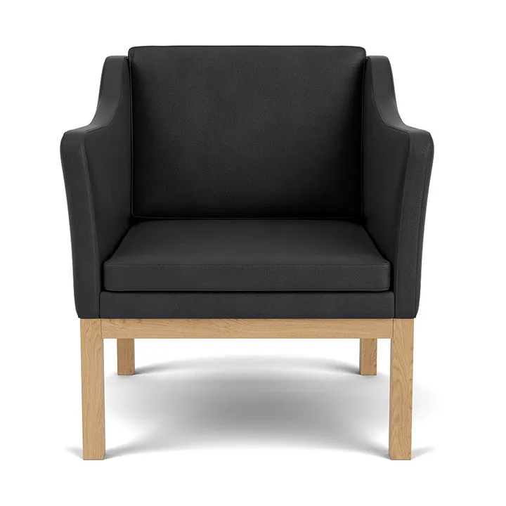 L46 MK155 easy chair karmstol  - Lakkert eik– lær svart - FDB Møbler