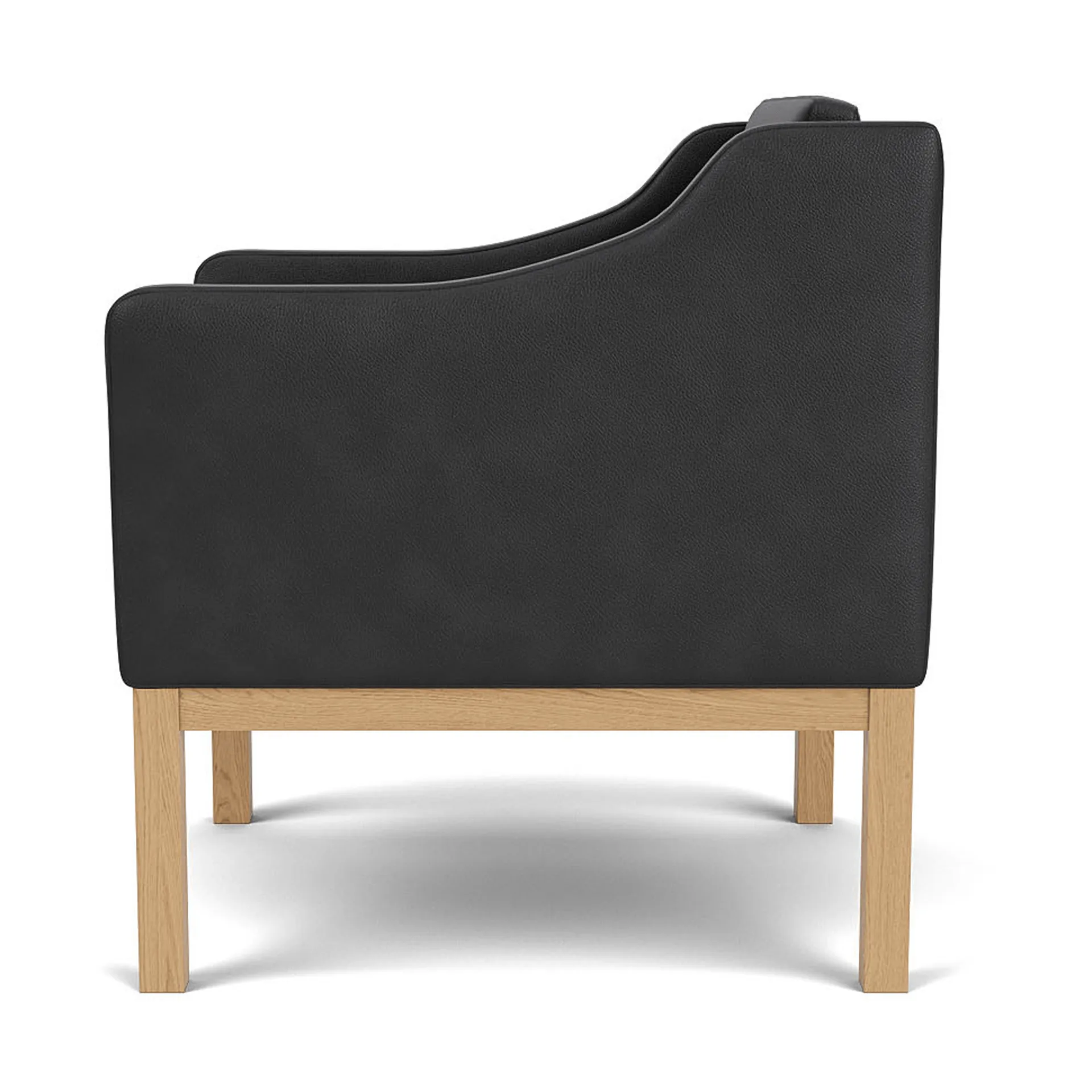 L46 MK155 easy chair karmstol , Lakkert eik– lær svart FDB Møbler