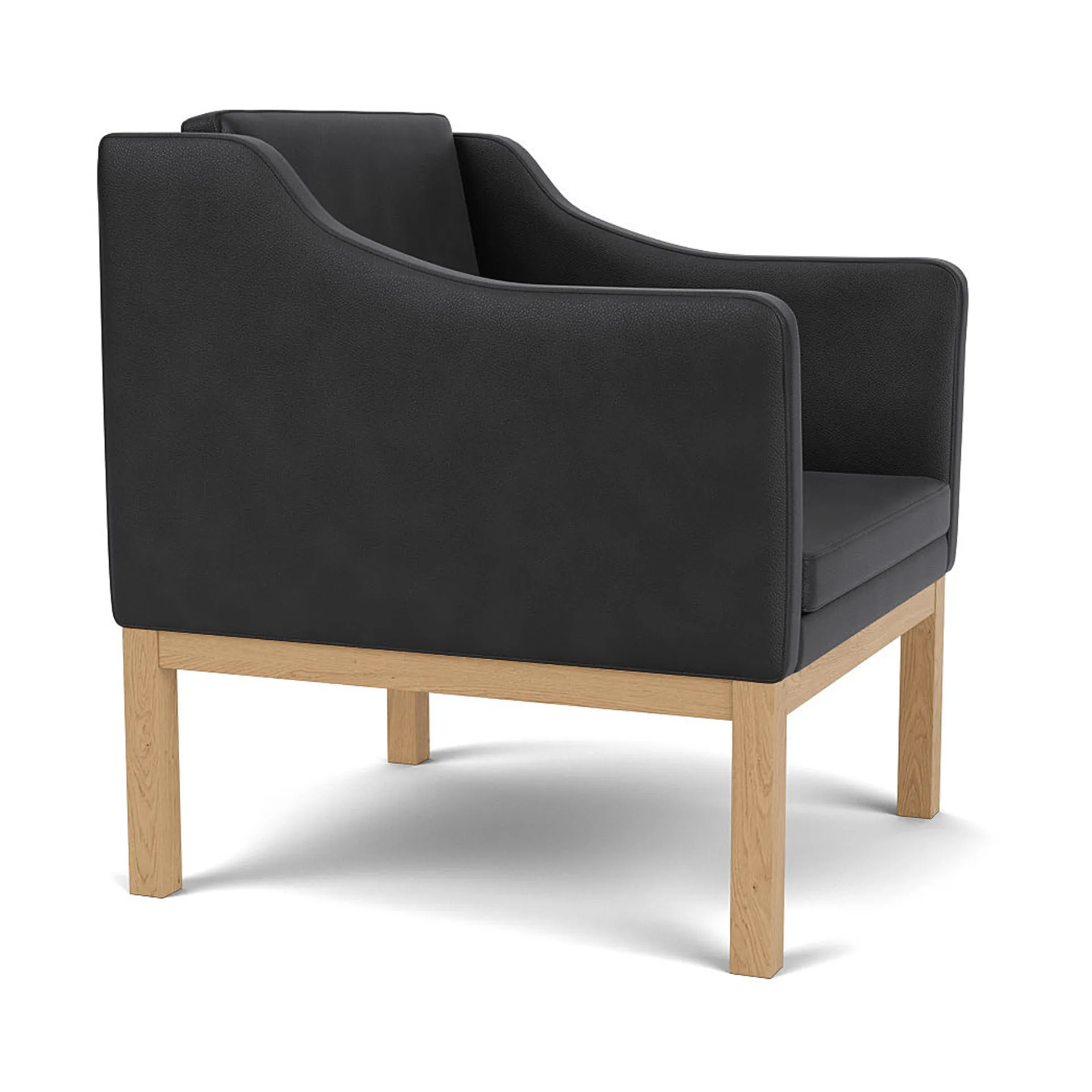 L46 MK155 easy chair karmstol , Lakkert eik– lær svart FDB Møbler