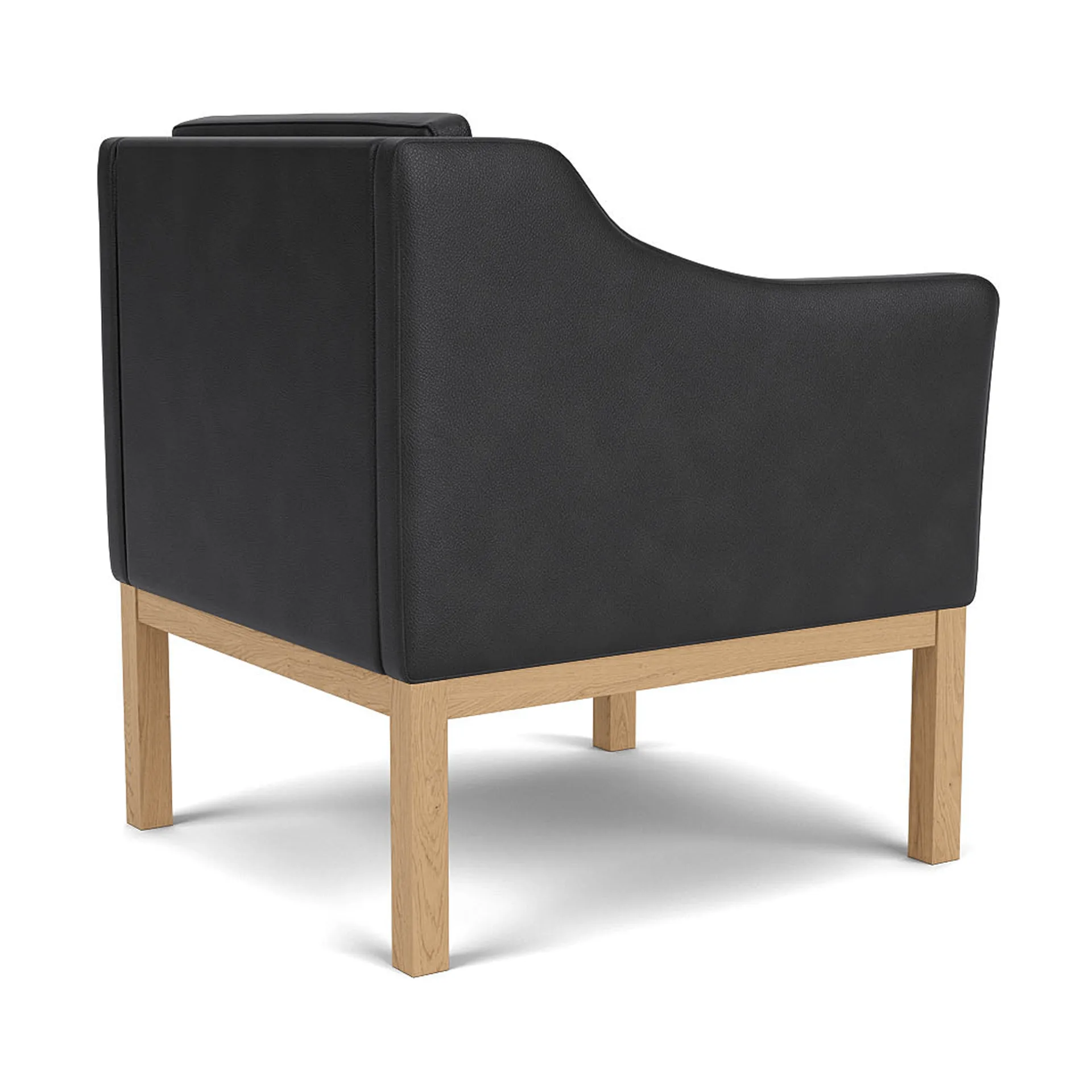 L46 MK155 easy chair karmstol , Lakkert eik– lær svart FDB Møbler