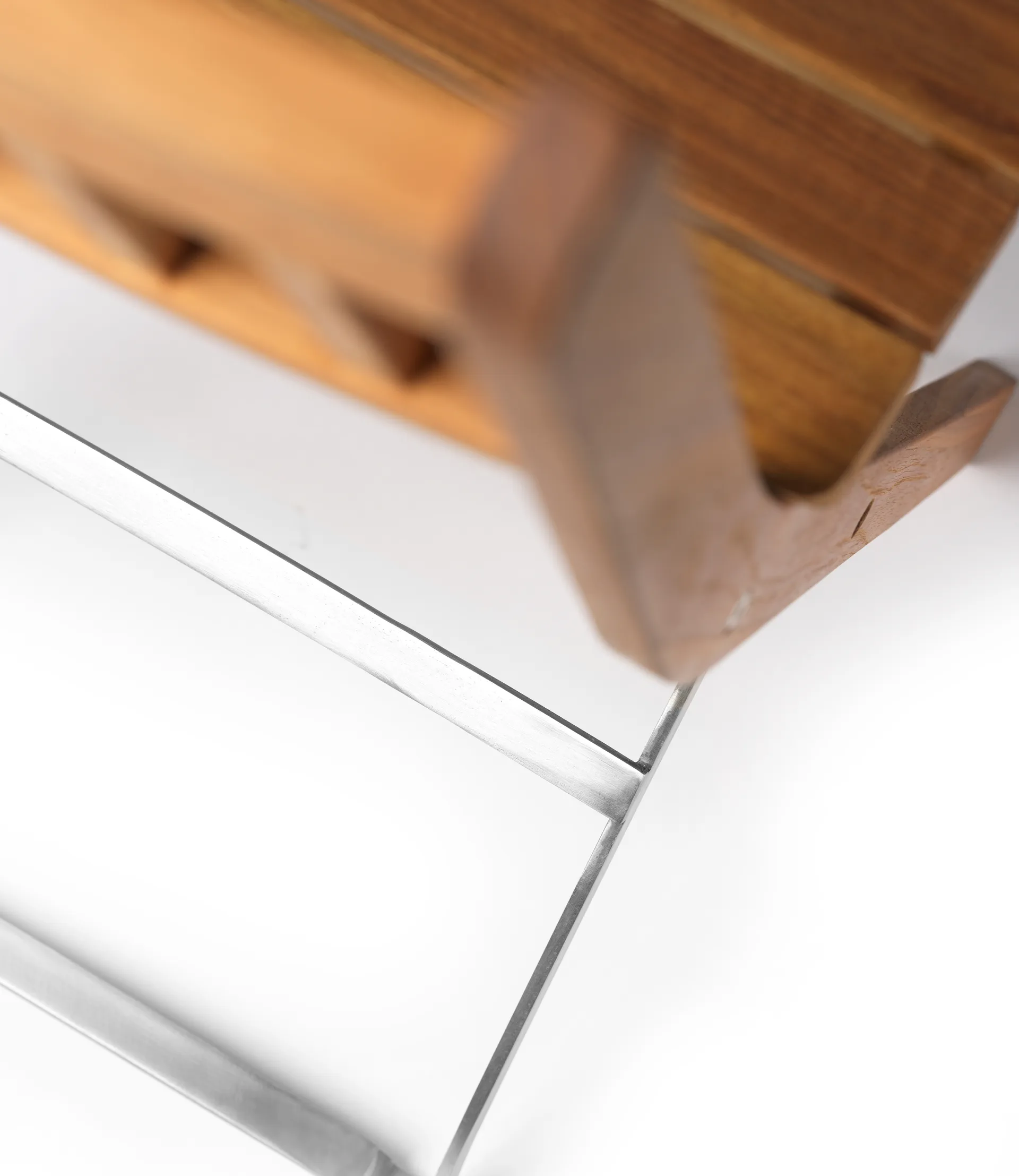 M23 Lilleø balkongstol, Teak-rustfritt stål FDB Møbler