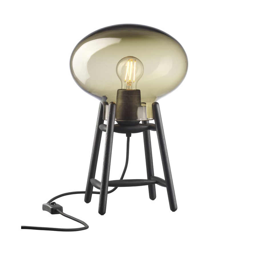 Bilde av FDB Møbler U4 Hiti bordlampe Smoked glass-oak black painted