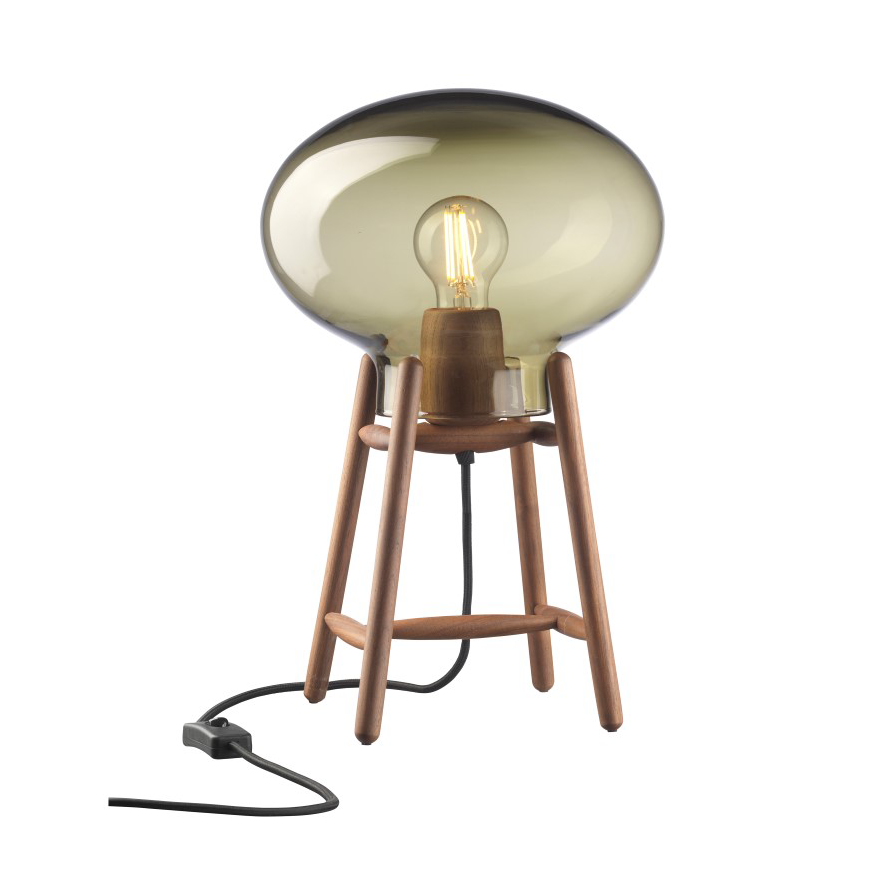 Bilde av FDB Møbler U4 Hiti bordlampe Smoked glass-walnut nature lacquered