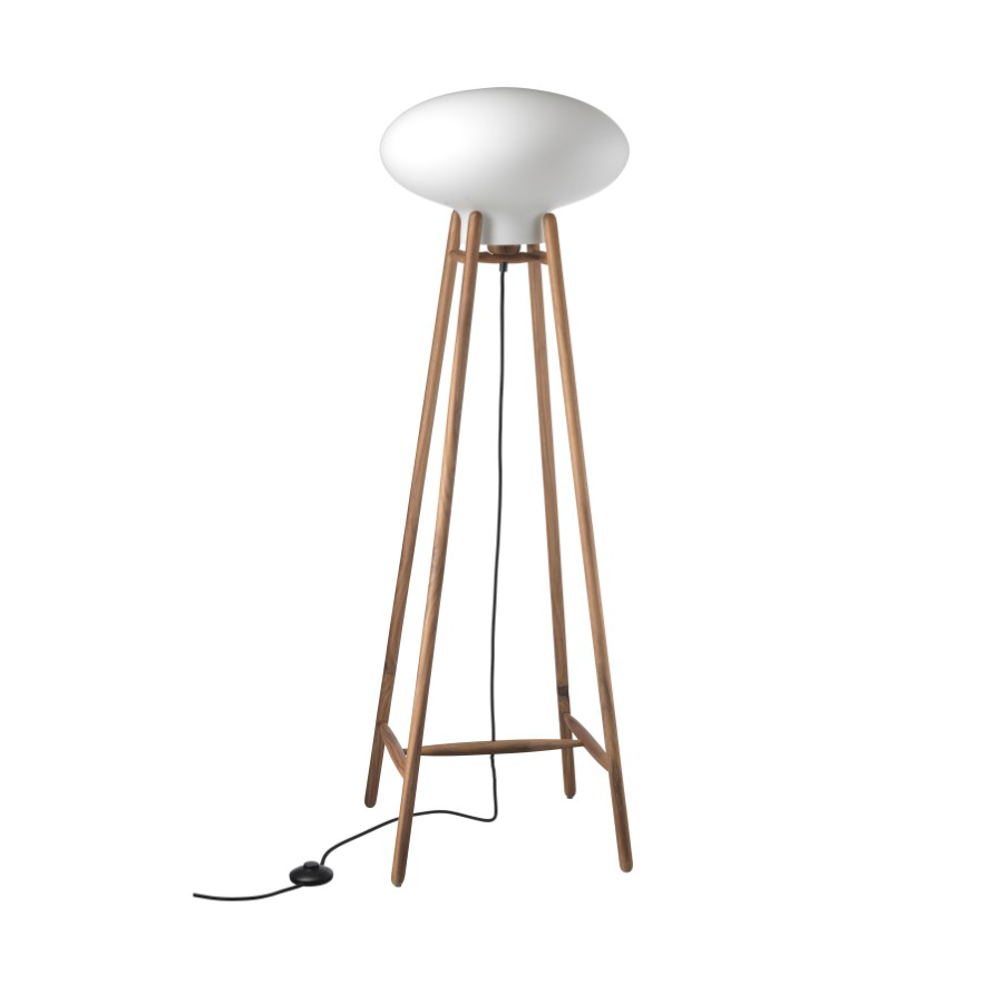 Bilde av FDB Møbler U5 Hiti gulvlampe Opal glass-walnut nature lacquered
