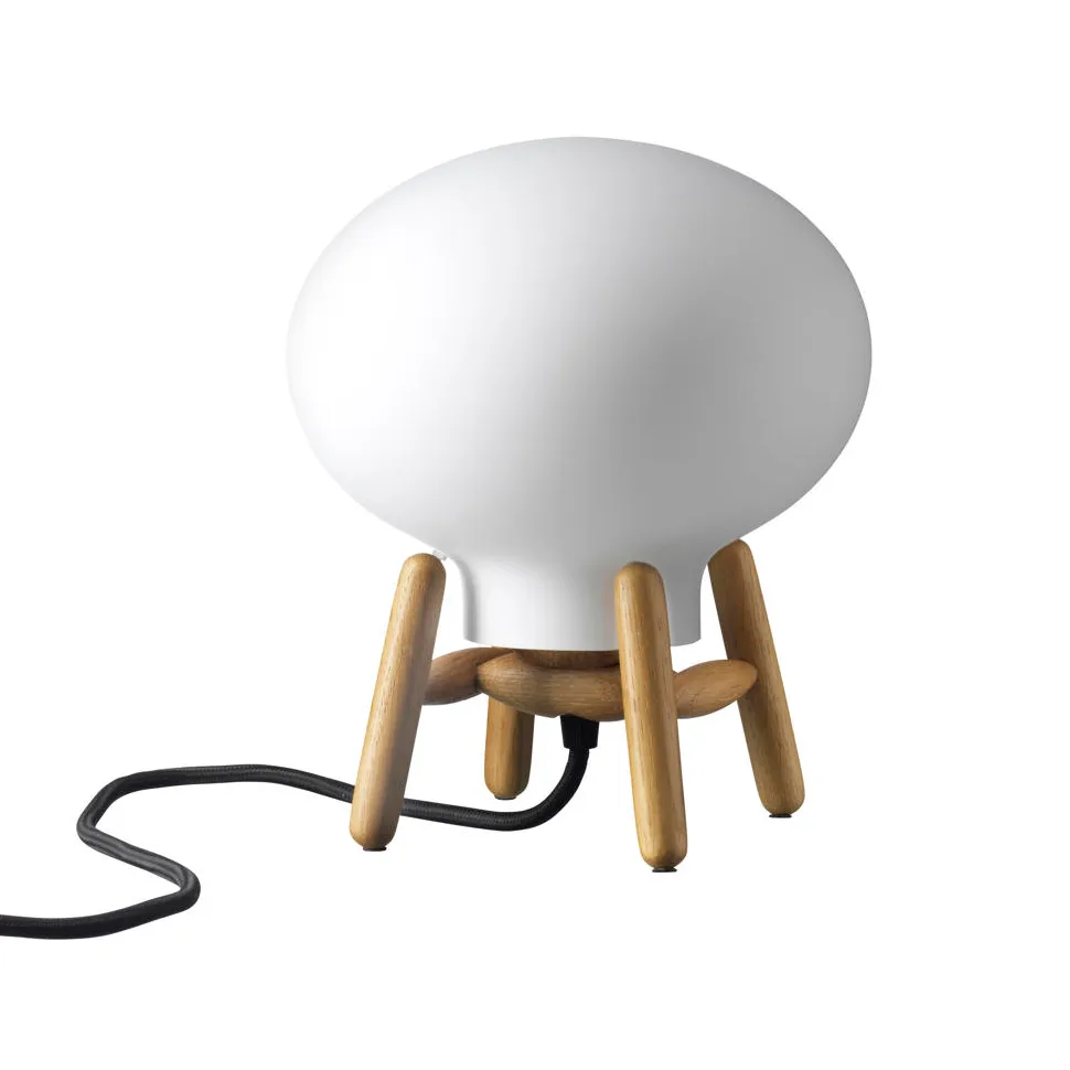 U6 Hiti Mini bordlampe, Opal glass-oak nature lacquered FDB Møbler