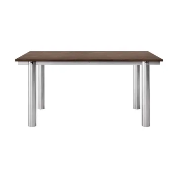 Atura spisebord - Brushed stainless steel-dark stained oak, 90x160 cm - Ferm Living