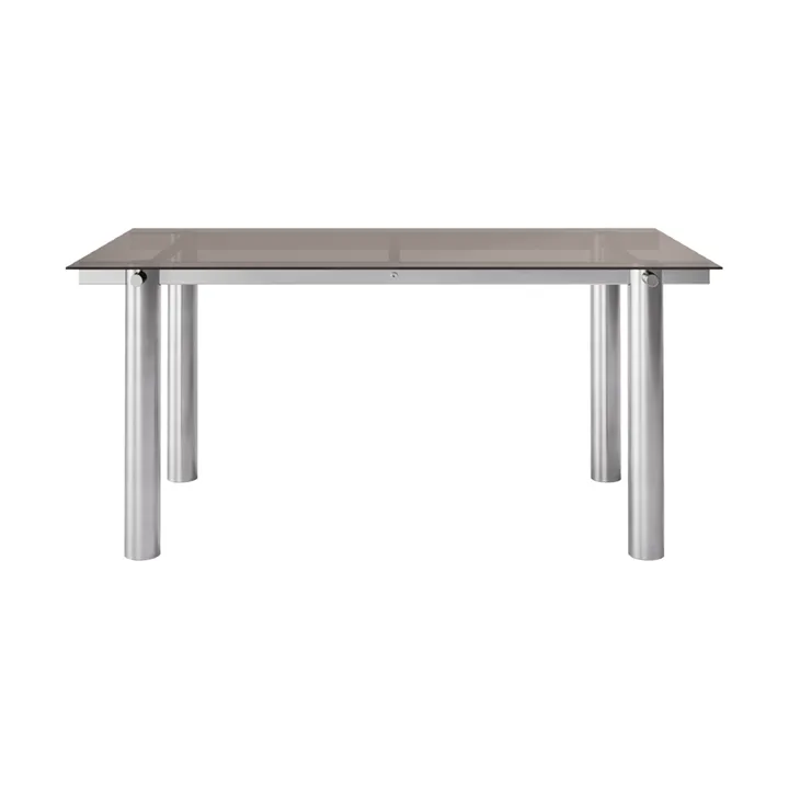 Atura spisebord - Brushed stainless steel-dark tinted glass, 90x160 cm - Ferm Living