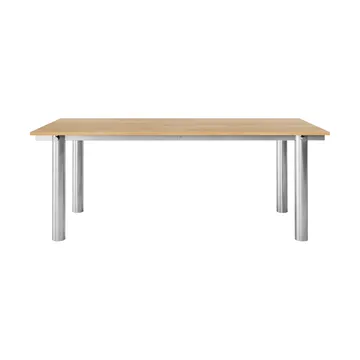 Atura spisebord - Brushed stainless steel-natural oak, 90x200 cm - Ferm Living
