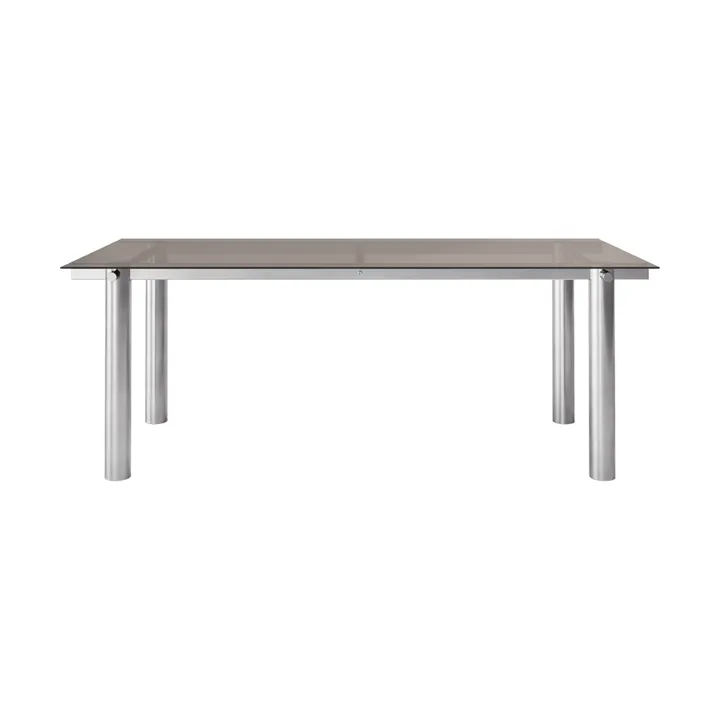 Atura spisebord - Brushed Stainless Steel/Dark Tinted Glass, 90x200 cm - Ferm Living