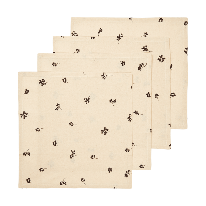 Baies bomullserviett 40x40 cm 4-pakning - Natural-dark chocolate - Ferm Living
