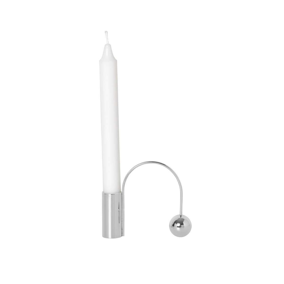 Ferm Living Balance krom lysestake kubbelys