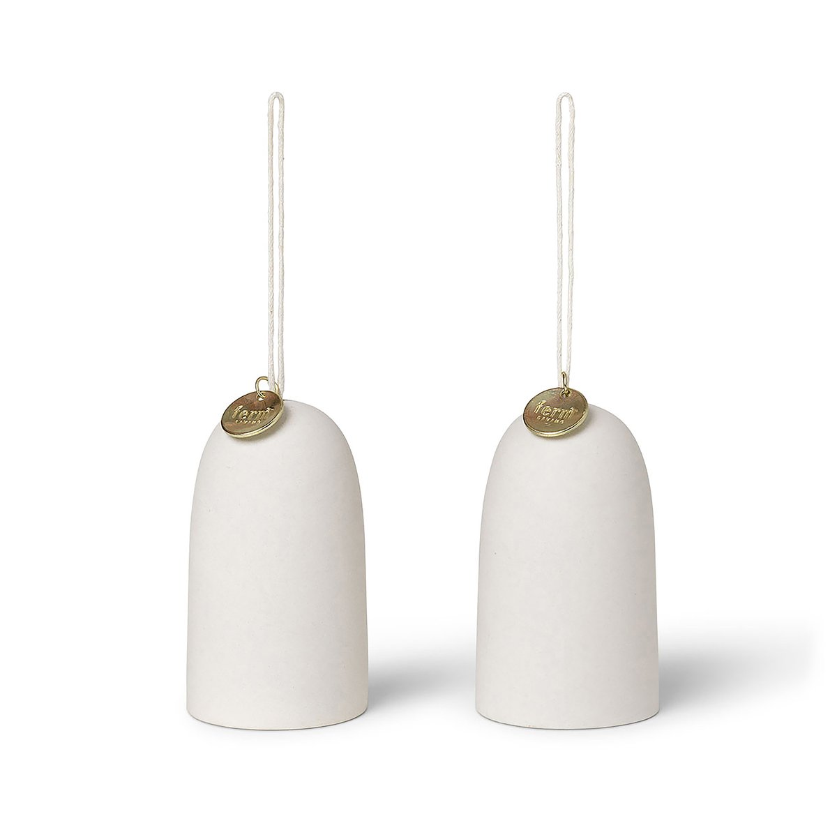 Ferm Living Bell bjelle juletrepynt Ø 4 cm 2-pakning Offwhite