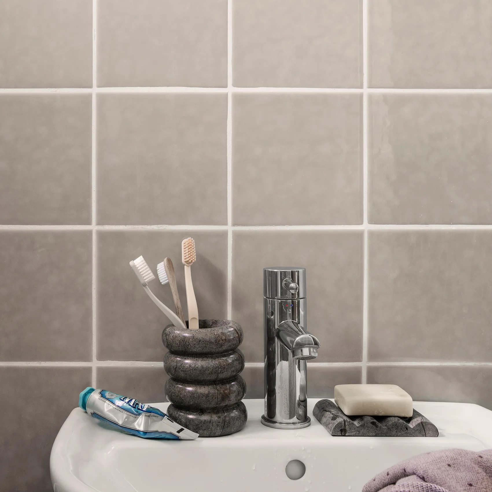 Bendum tannbørstekopp, Brun marmor Ferm Living