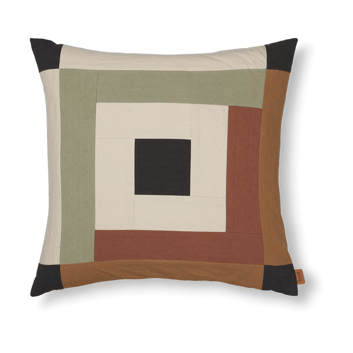 Border patchwork putetrekk 50x50 cm - Dark sage-red brown - Ferm Living