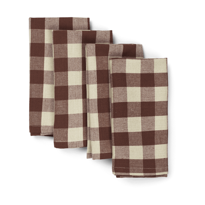 Bothy Check bomullserviett 40x40 cm 4-stk. - Cinnamon-grey green - Ferm Living
