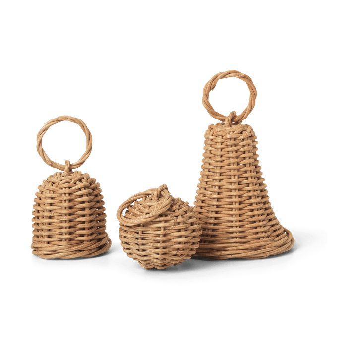 Braided Bell Baubles julhänge 3-pakning, Natural Ferm Living