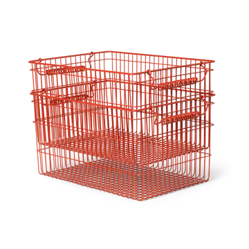 Cala stabelbar kurv 2-pakning - Poppy red, 36,2x26,2x20,2 cm - Ferm Living