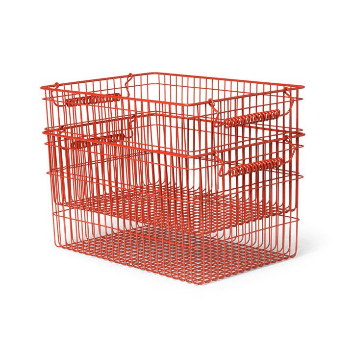 Cala stabelbar kurv 2-pakning - Poppy red - Ferm Living