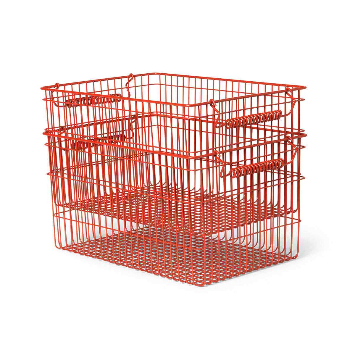 Ferm Living Cala stabelbar kurv 2-pakning Poppy red