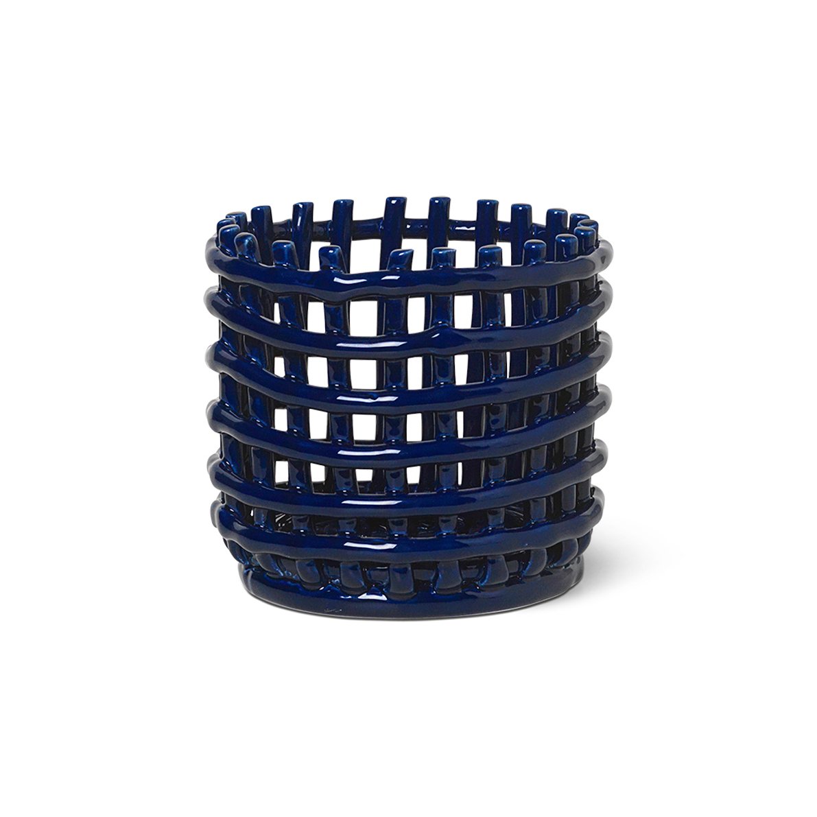 Ferm Living Ceramic flettet kurv 16 cm Blå | Skandinavisk Design | Oppbevaringskurver | Blå