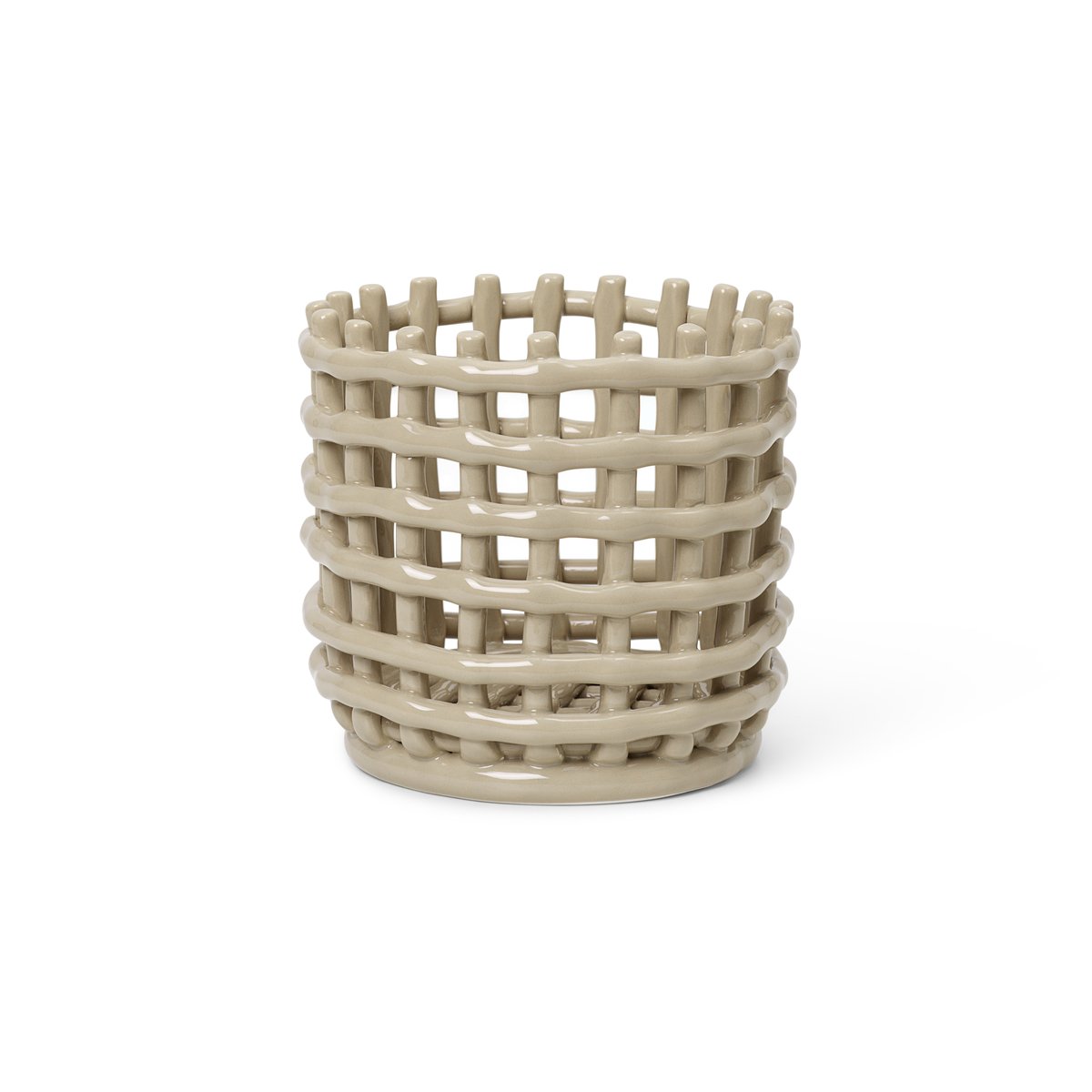 Ferm Living Ceramic flettet kurv Ø16 cm Cashmere