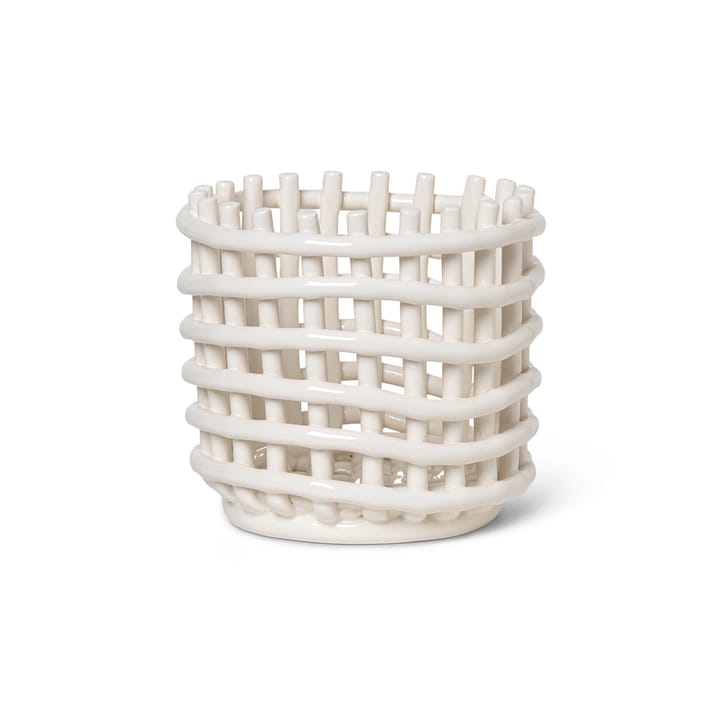 Ceramic flettet kurv Ø16 cm - Off white - ferm LIVING