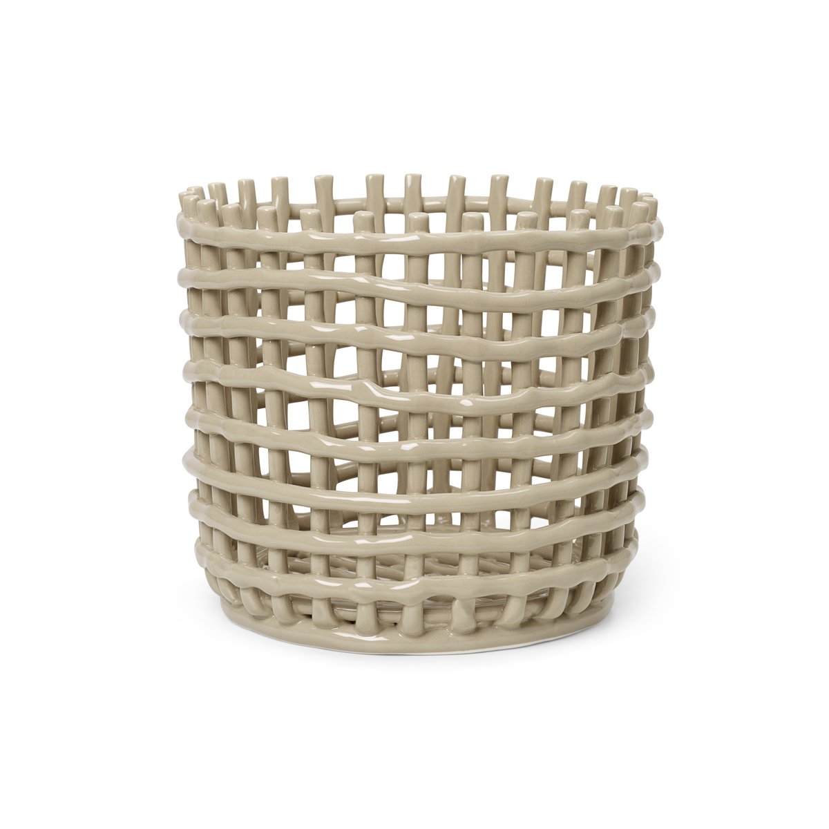 Ferm Living Ceramic flettet kurv 23,5 cm Cashmere | Skandinavisk Design | Oppbevaringskurver | Beige