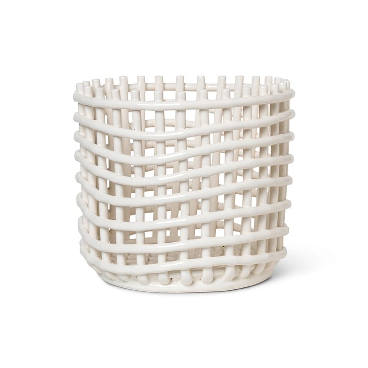 Ceramic flettet kurv Ø23,5 cm - Off white - Ferm LIVING