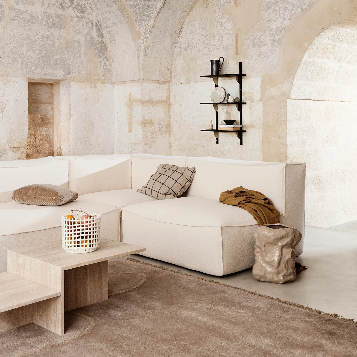 Ceramic flettet kurv Ø23,5 cm, Off white Ferm Living