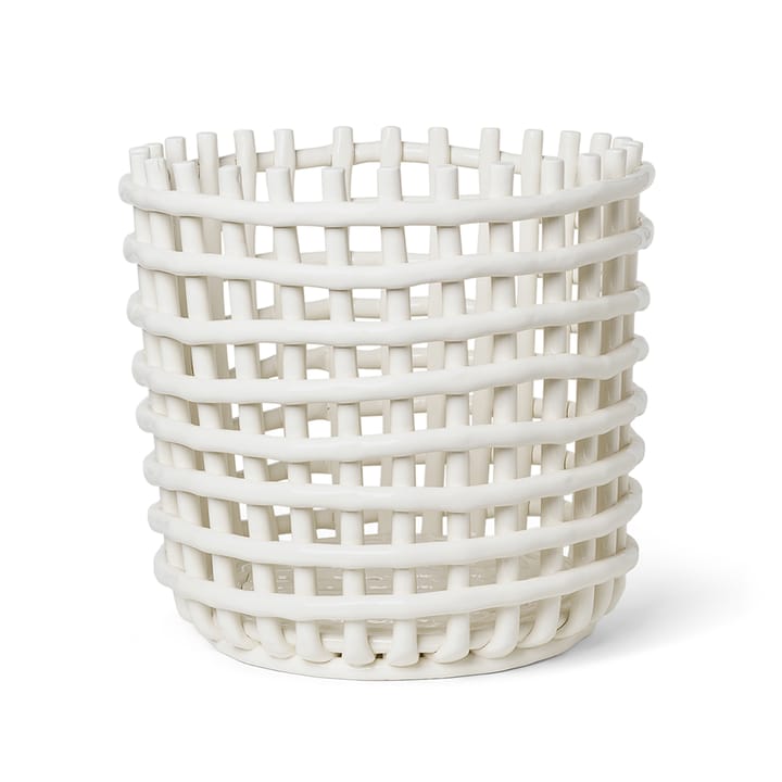 Ceramic flettet kurv Ø 35 cm - Off-white - ferm LIVING