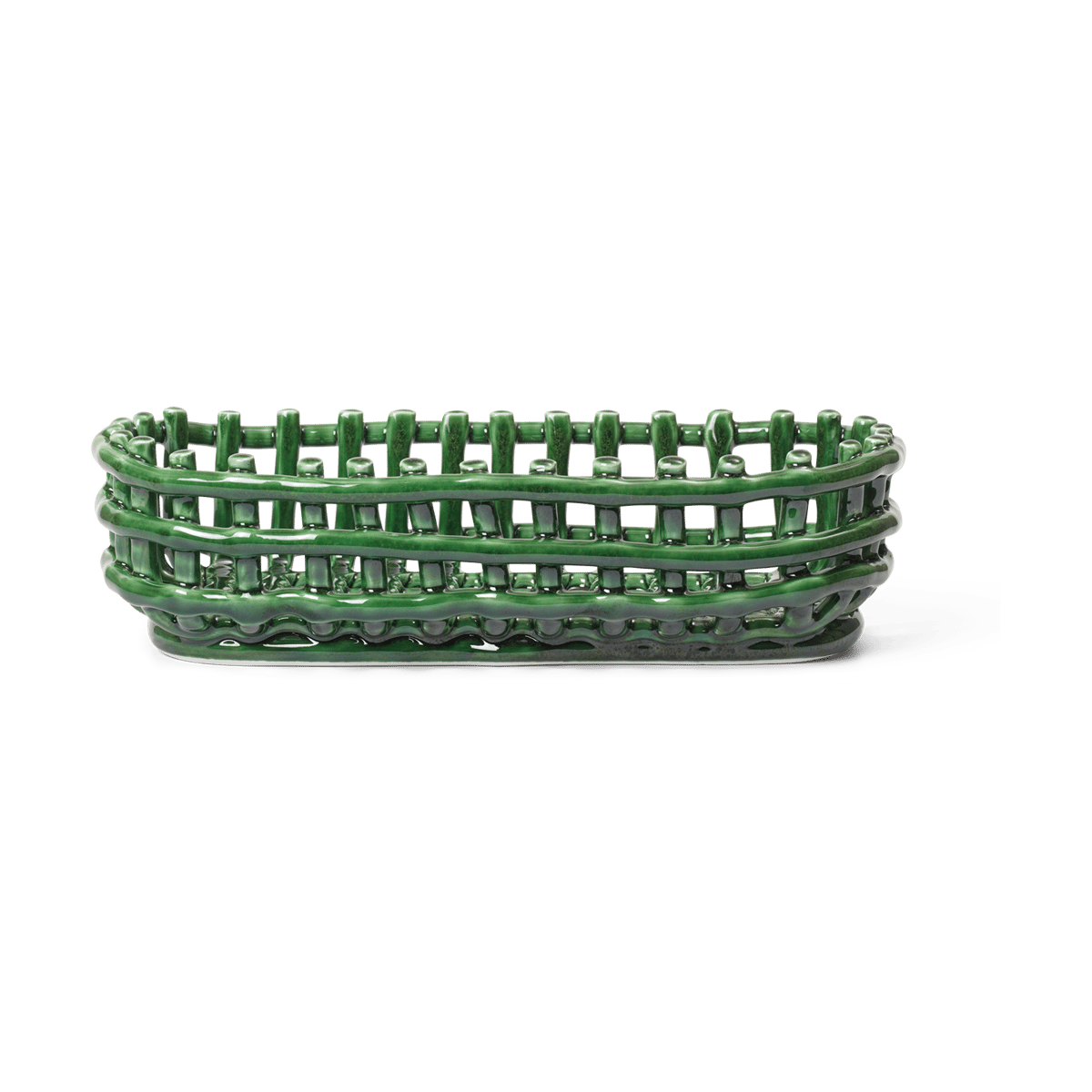 Ferm Living, Ceramic Basket - Oval - Emerald Green