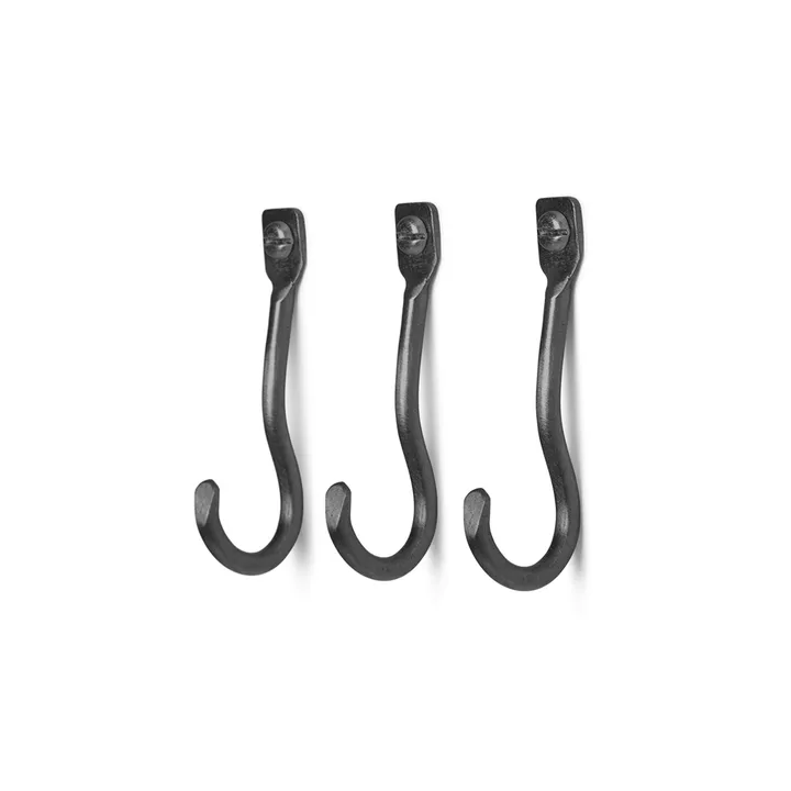 Curvature knagg 3-pakning - Svart messing - Ferm Living