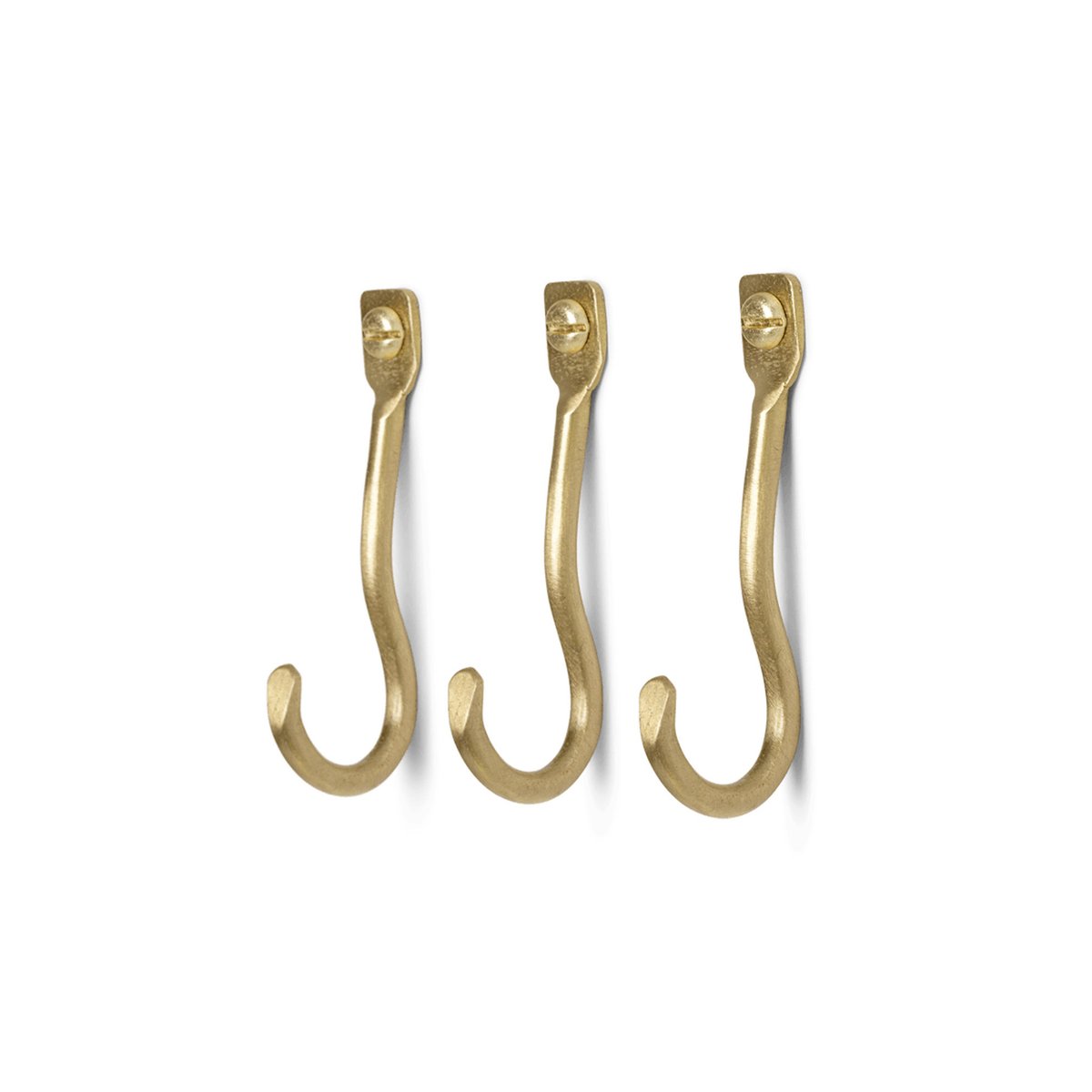 Ferm Living - Ferm Living 3 stk | Knagg Curvature Messing - Lunehjem.no - Interiør på nett