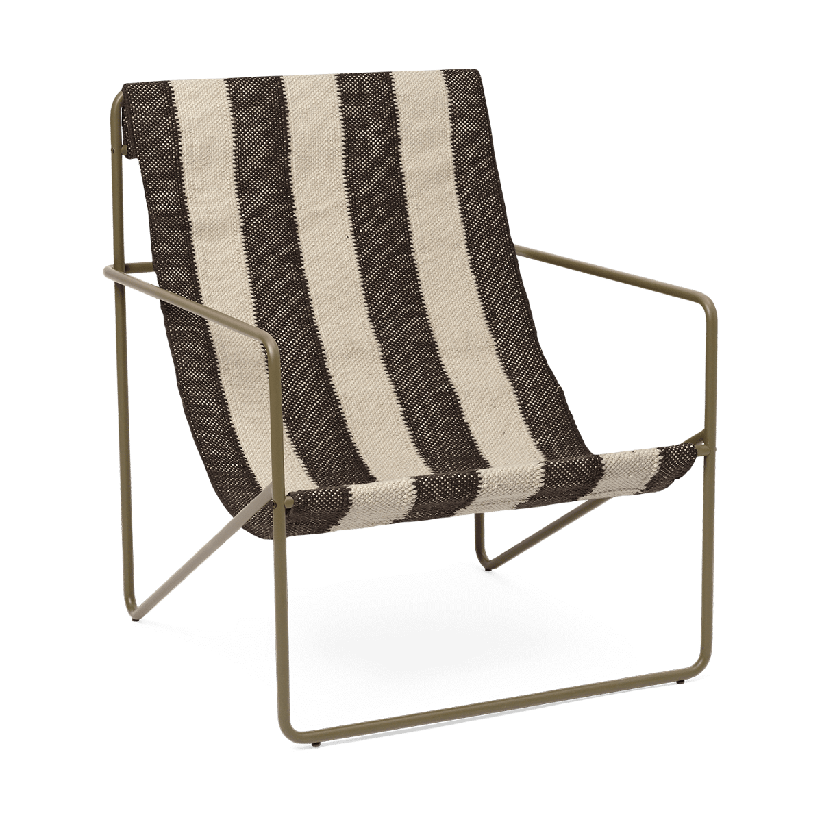 Ferm Living Desert loungestol Olive, off-white, chocolate