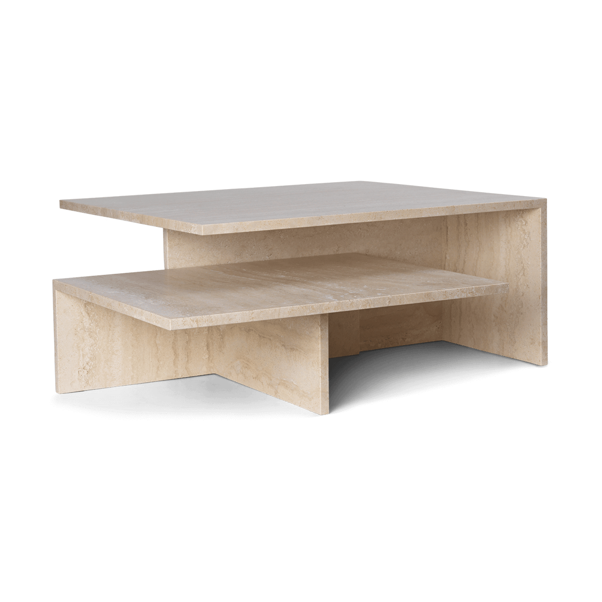 Bilde av ferm LIVING Distinct Grande Duo sofabord 133 x 70 x 35 cm Travertine