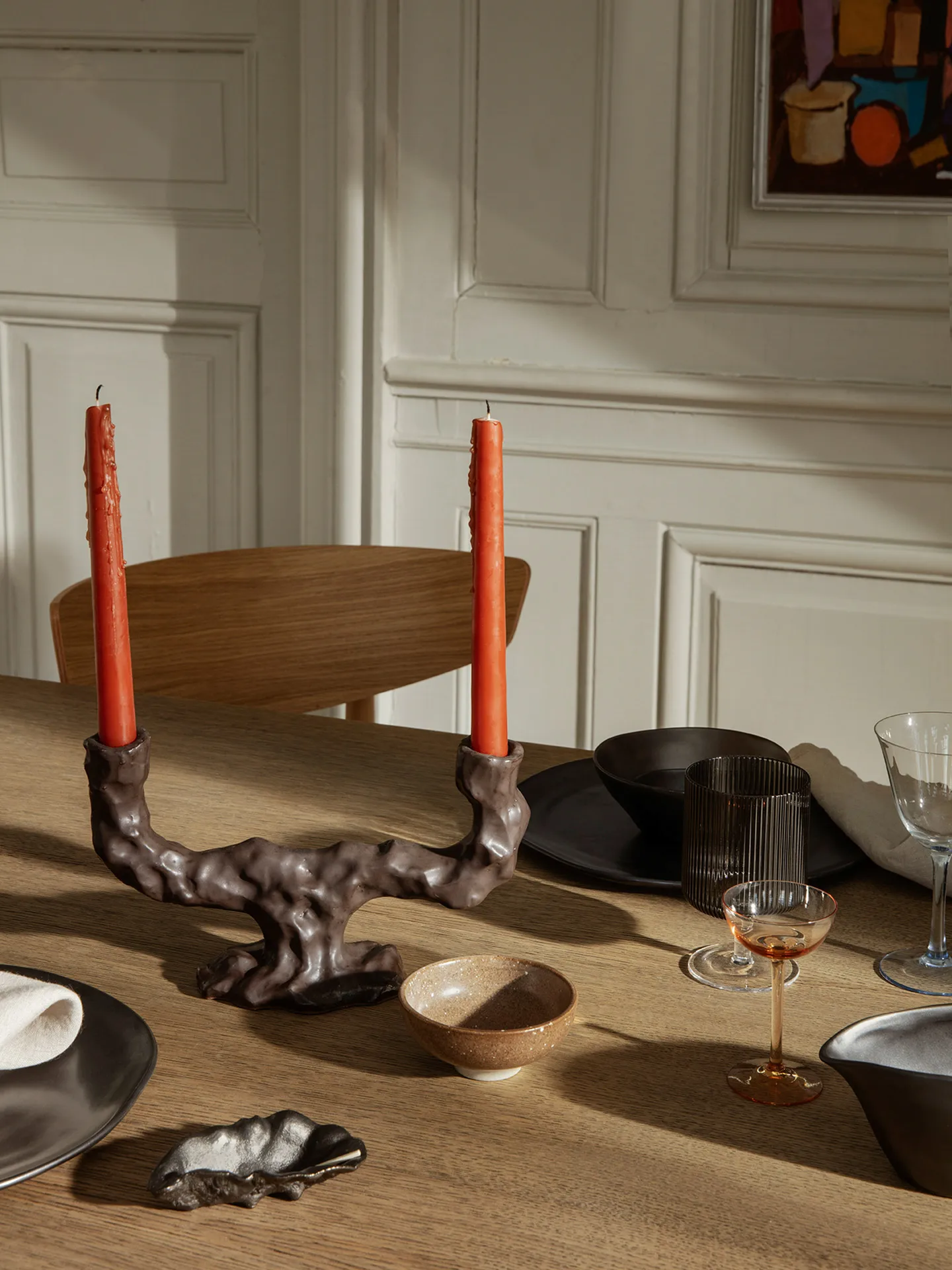 Dito lysestake dobbel, Dark Brown Ferm Living