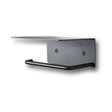 Dora toalettpapirholder med hylle - Black - Ferm Living
