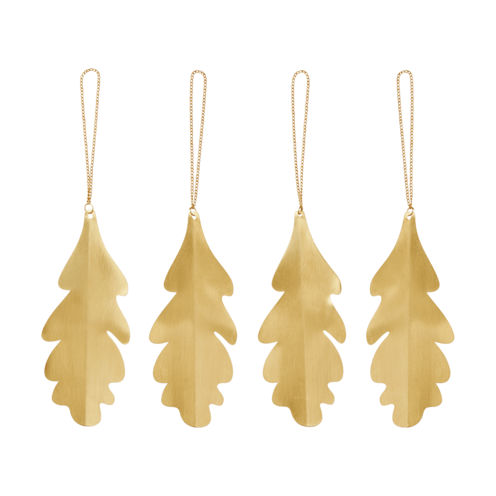 Eikeløv dekorasjonsheng 13,5 cm 4-pack - Messing - Ferm Living