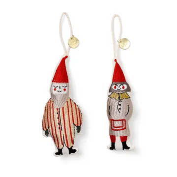 Elf pair juletrepynt 13,5 cm 2-pakning - Striped - Ferm Living
